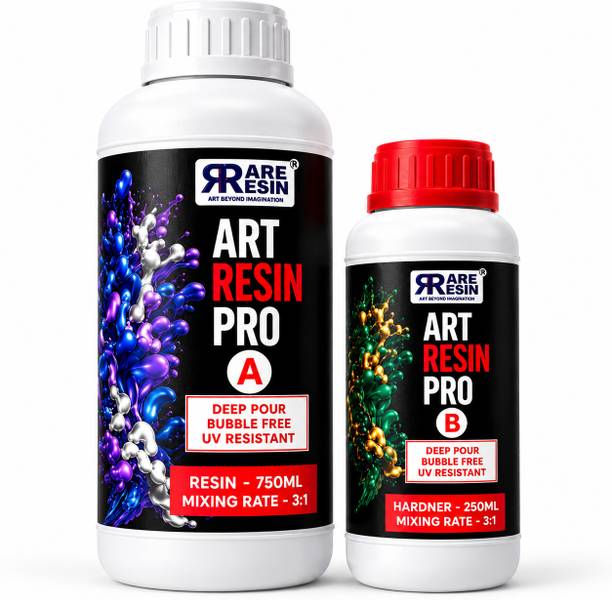 RARE RESIN 750 ml Resin + 250 ml Hardener, 3:1 Mixing Ratio for Art & Craft Resin Art Medium