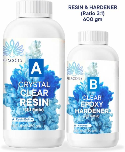 PEACORA Clear UV-Resistant 600g High Intensity Premium Epoxy Resin Hardener Art Kit(3:1) Resin Art Medium