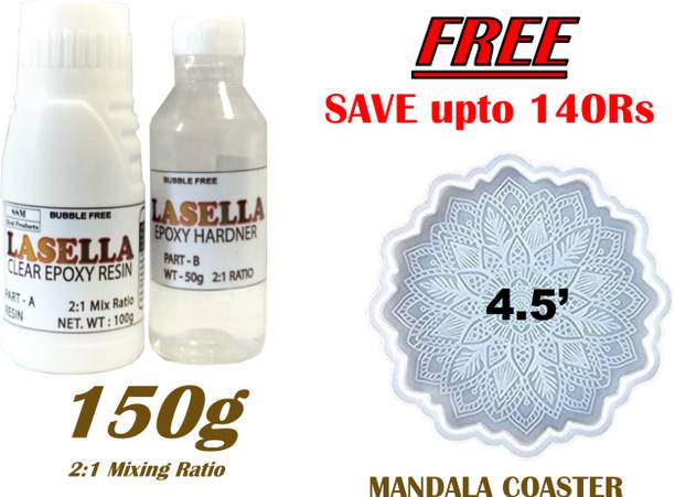 Lasella (4.5'MandalaMold FREE)2:1 Crystal ClearEpoxy Rasin Artkits,DIY's,Odour Free-150g