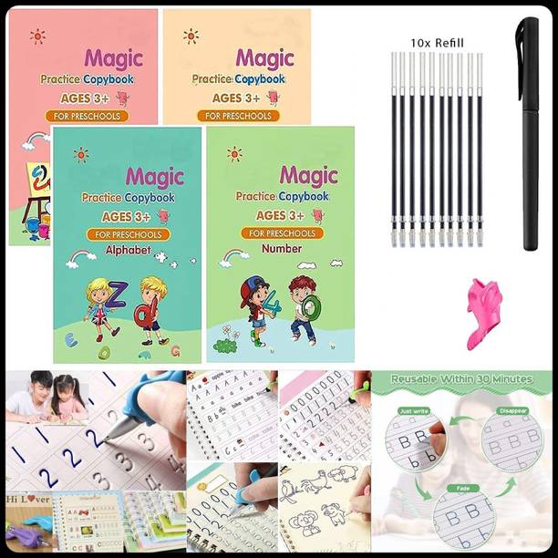 SHIMZAN Kids Practice Tracing Book(4BOOK+1PEN+10 REFILL)-A346