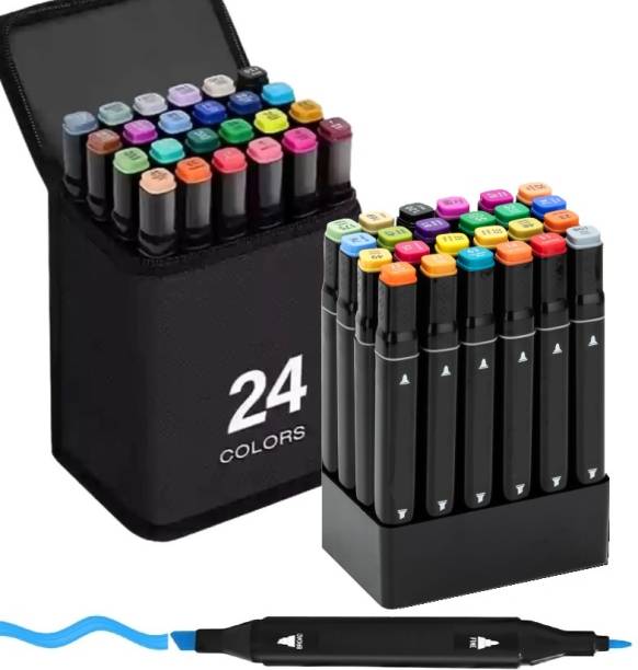 Corslet 24 Pcs Colors Dual Tip Art Markers Coloring Alcohol Based Markers Colored Pens