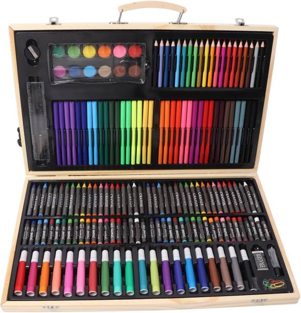 Da Novira Portable Art Kit 180 Pieces in Wooden Box,Colouring Set For School Projects_20