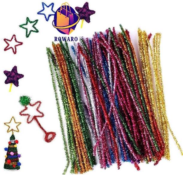 rowaro 100Pcs Glitter Pipe Cleaners ,10 Colors Metallic Pipe Cleaner for DIY