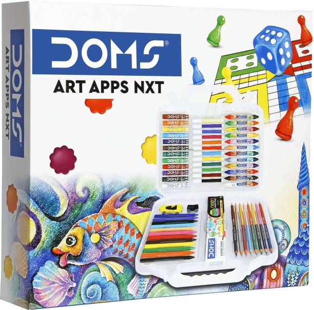 DOMS Art Apps Nxt Kit With Plastic Carry Case | Perfect Value Pack For School Kids