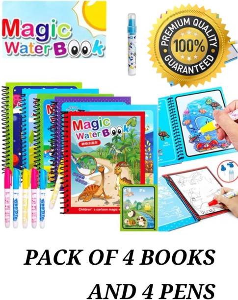 Mira Farmcraft Pack of 4 Reusable Magic Water Pen Book Doodle Kids Painting Board RANDOM DESIGN