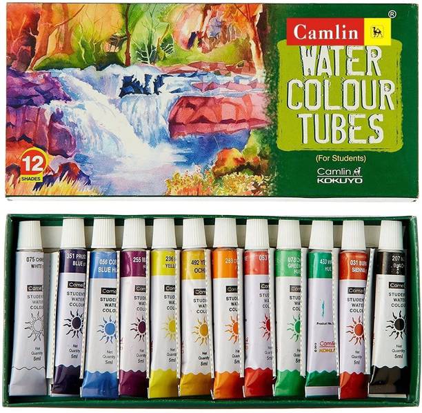 Kokuyo Camlin Kokuyo Student Water Color Tube - 5ml Each, 12 Shades