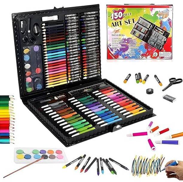 TONY STARK Deluxe Kids Art Set for Drawing Painting with Portable Art Box (Black,150pcs)