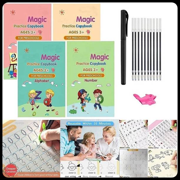 SHIMZAN Kids Practice Tracing Book(4BOOK+1PEN+10 REFILL)-A604