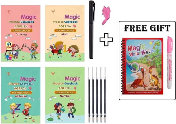 ibox Magic Copy Book For Kid's ( 4 Book + 10 Refill + 1 Pen + 1 Grip )