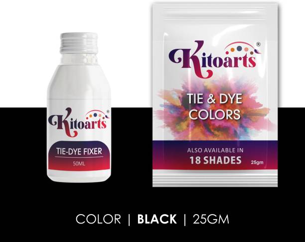 Kitoarts Black Dye for Jeans 25 Gram, Fixer 50 Ml, Fabric Cloth Permanent