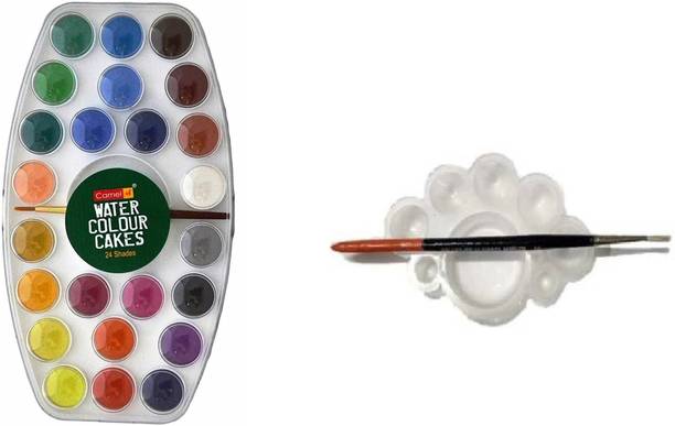 Camlin Water Color Cake 24 with tray & brushNew