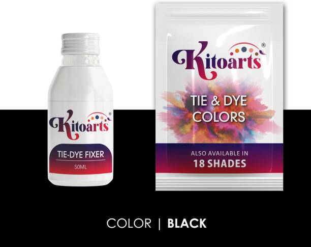 Kitoarts Black Dye for Jeans Cloth 50 Gram, Fixer 50 Ml, Fabric Dye for Cloth Permanent
