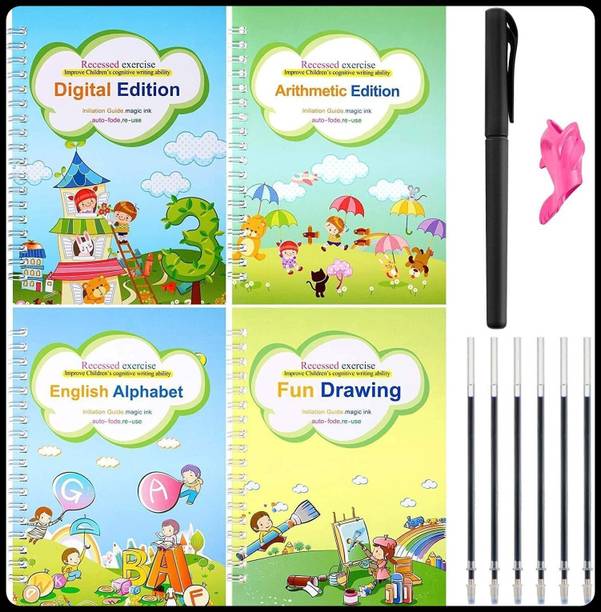 SHIMZAN Kids Practice Tracing Book(4BOOK+1PEN+10 REFILL)-A625