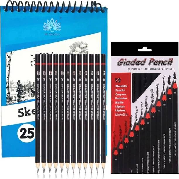 Peacora 13Pcs Drawing Kit |12Pc Sketch Pencil Set & 25