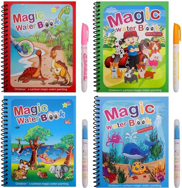KHILONEWALA 4Pcs Magic Water Quick Dry Book Magic Coloring Books for Kids - Random Print