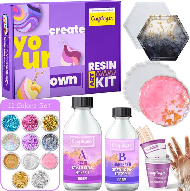 EVENS MORE Resin Art hexagon Coaster making Kit With Non Toxic Resin Set & More