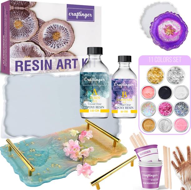 Craftinger DIY Resin Serving Tray Making Kit With Handle 600gm resin mould and More