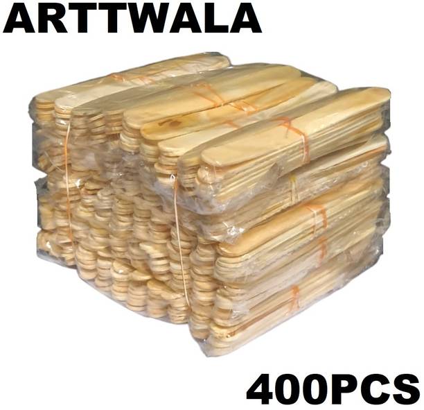 ARTTWALA 400PCS WHITE WOODEN ICE CREAM STICKS FOR CRAFT (WHITE)