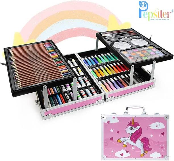 Pepstter Professional Art Set - 145 Pcs Drawing Painting Sketching Colouring for Kids