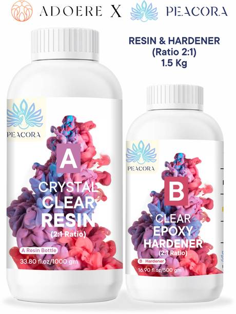 Adoere X Peacora Epoxy Resin Art High Intensity Premium Resin and Hardener Kit - 1.5 Kg