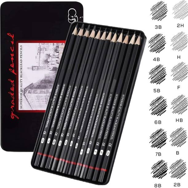 Adoere 12 Pcs Artist Sketch Pencil Set For Artist Drawing Sketching Pencil Set