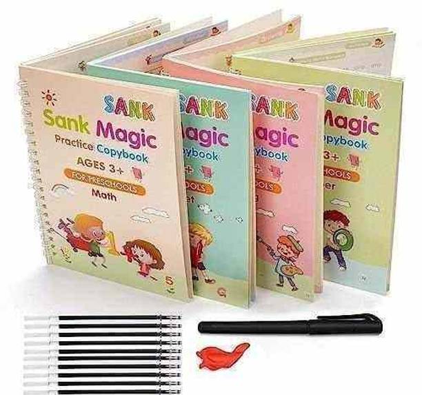 Foxter MAGIC BOOK ENGLISH LANGUAGE ALPHABET AND NUMBER 4BOOK+10REFILLS+1PEN+1GRIP-381