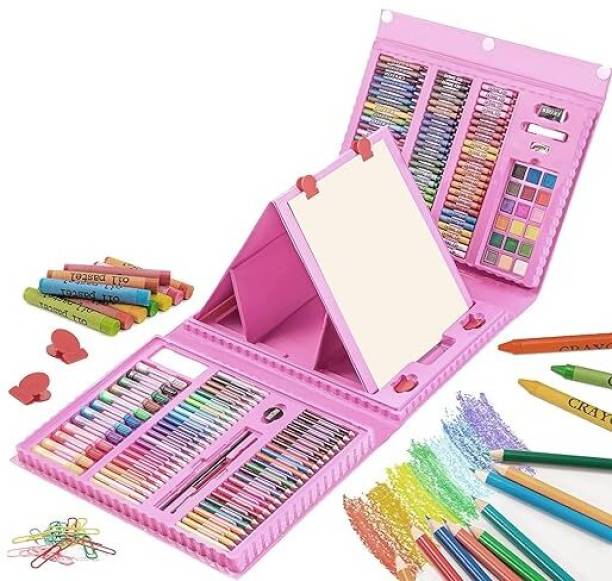 TONY STARK Art Supplies for Drawing Painting with Portable Box(Pink 208 pcs colours set)