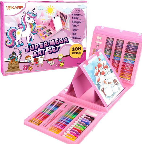 KARP 208 Pcs Children Art Drawing Set for Kids Drawing and Painting Great Gift-Pink