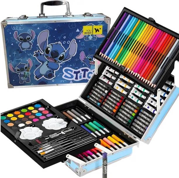 Adoere Stitch 145-Piece Kids Art Set with Drawing & Painting Supplies in Carry Case