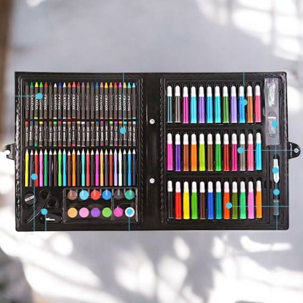 kapextradehub 150 Piece Art Craft Set Watercolors Brushes Pencils Painting Set Color Pencils