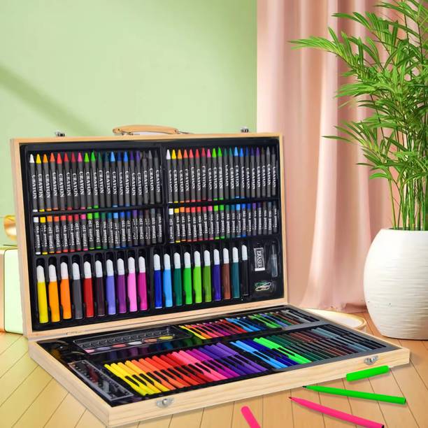 Luxula 180 Pcs Pencil Color Oil Pastel Crayons Art Color Set with Wooden Case for Kids