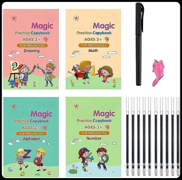 SHIMZAN Kids Practice Tracing Book(4BOOK+1PEN+10 REFILL)-A493