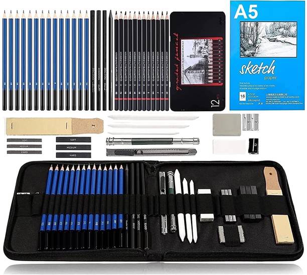 Adoere 47 Pieces Sketch Pencil Set Drawing Sketching Pencil Art Drawing Graphite Pencil
