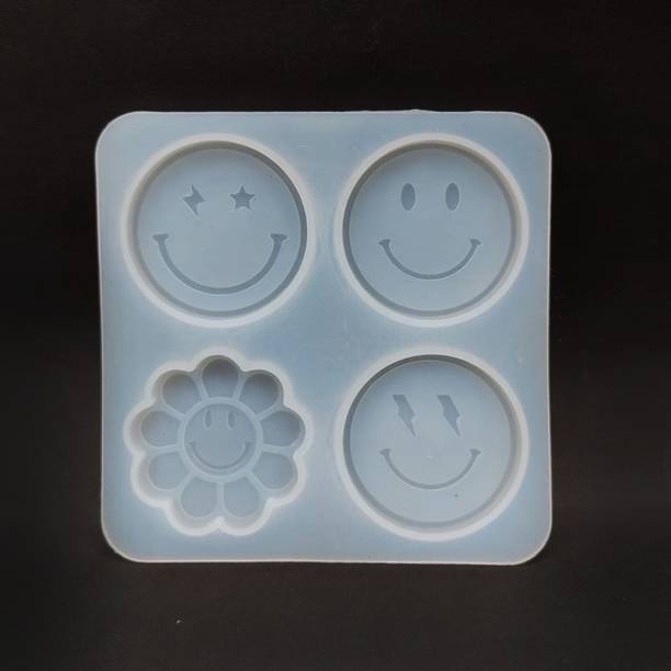 SS Art Land 4 in 1 Smiley Pop Socket Silicone Mould For DIY Resin Art & Craft Project - 1Pc