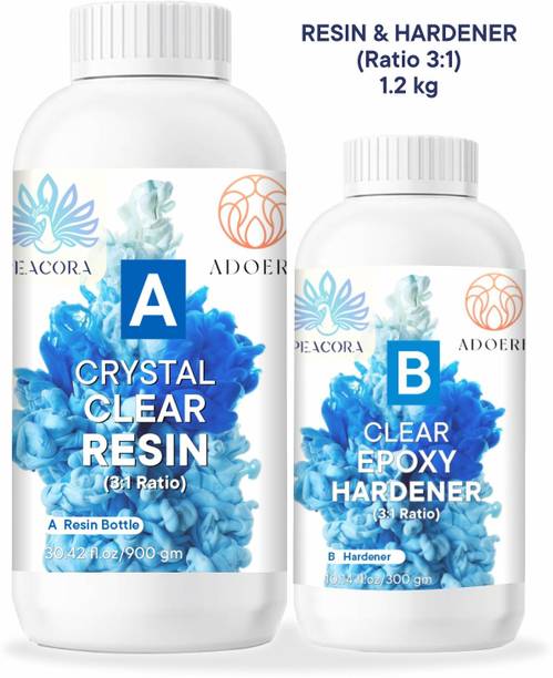 PEACORA Clear UV-Resistant 1.2Kg High Intensity Premium Epoxy Resin Hardener ArtKit(3:1)