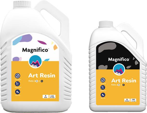 मैग्नीफिको Art Resin 9kg (2:1) Clear UV-Resistant Epoxy Resin Art Kit,Smooth Finish,