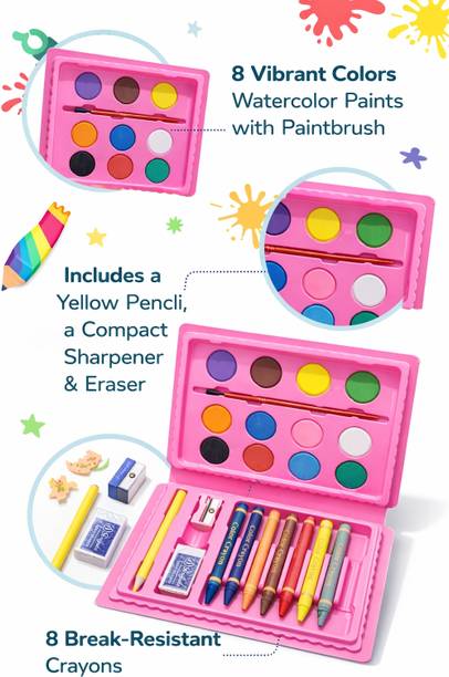 Drazo Kids Art Kit Drawing Set for Children Color Crayons Watercolor School Kit Gift Yes Shaped Color Pencils