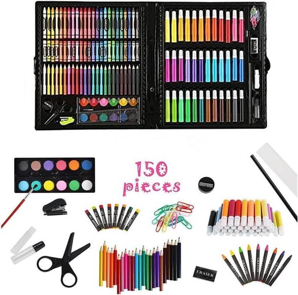 Hogue 150 Piece Deluxe Art Set With Case, Kids Art Set for Drawing Painting Sketching