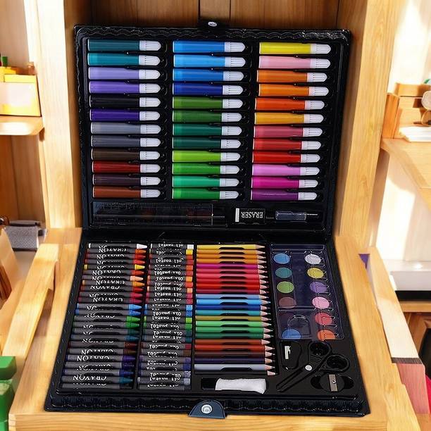 Colorbee 150 Pcs Complete Stationery Art Kit for Drawing Coloring Sketch Pens