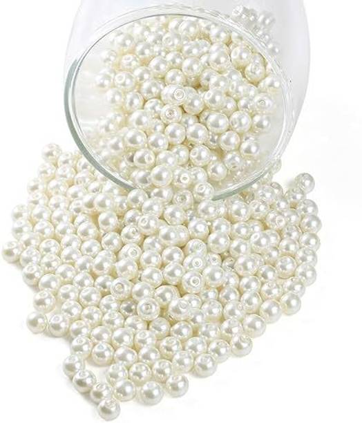 erthenterprise 6mm Pearl Beads for Beading Jewelry Making Craft Work , DIY Accessories (100)