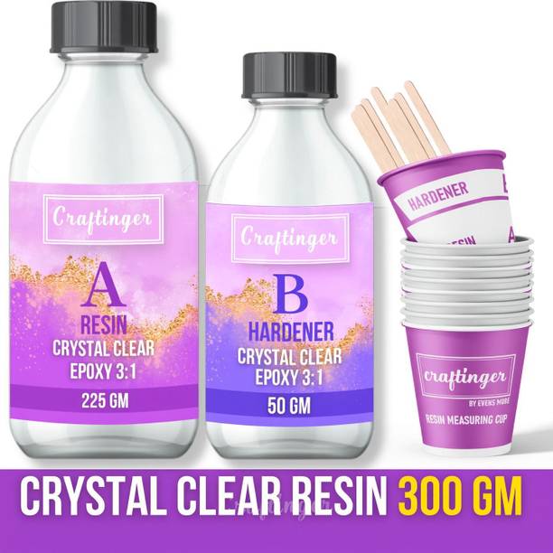 Craftinger Crystal Clear 300gm Epoxy Resin For Art & Craft 3:1 Mixing Ratio