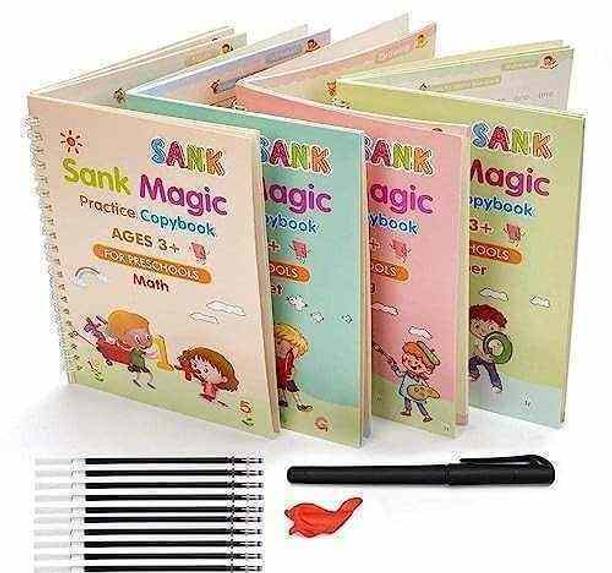 Foxter MAGIC BOOK ENGLISH LANGUAGE ALPHABET AND NUMBER 4BOOK+10REFILLS+1PEN+1GRIP-367