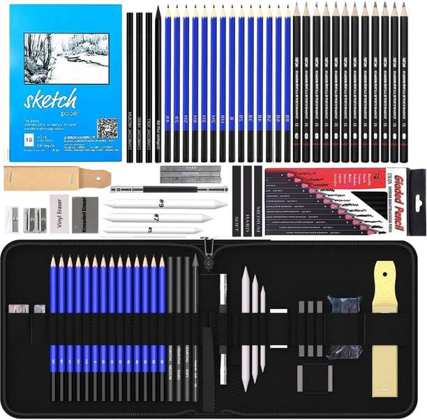 Adoere 47 Pieces Pencil Professional Graphite Charcoal Sketch Kit