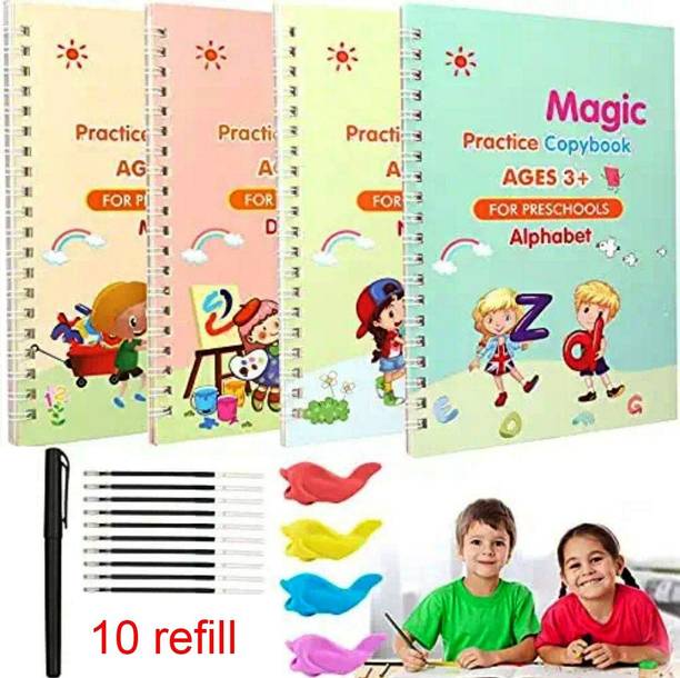 Shopfinitive Practice Copybook (4 BOOKS,1 PEN,10 REFILL) Number Tracing Book For Preschoolers