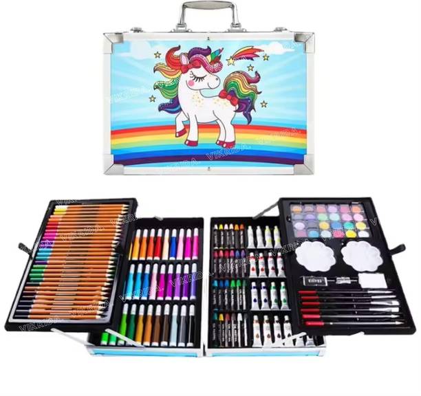VikriDa Pencils and Painting Color set for Beginners & Pro Artists Drawing Art- 145Pcs