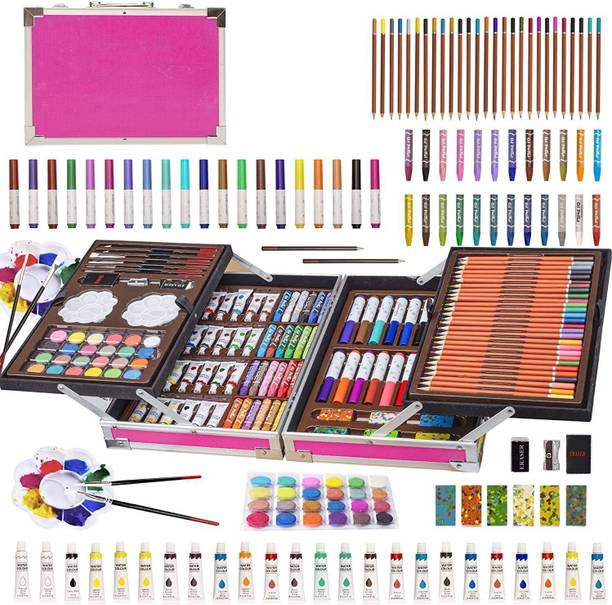 BazaarNest 145pc Artists Aluminium Art Case Colouring Pencils-Multicolor