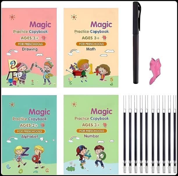 SHIMZAN Kids Practice Tracing Book(4BOOK+1PEN+10 REFILL)-A332