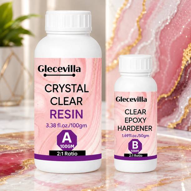 Glecevilla Epoxy Resin Hardener 2:1Ratio Crystal Clear Bubble Free High Gloss DIY Art 150gm