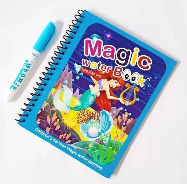 KIDOLOGY Magic Water Coloring Book, Magic Water Drawing Book Reusable Water-Reveal