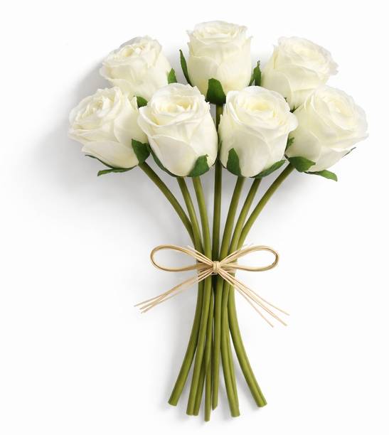 Pink Olive Artificial Rose GIFT BOX: Real Look Roses for Vase, Home Decor & Gifting | Long White Rose Artificial Flower